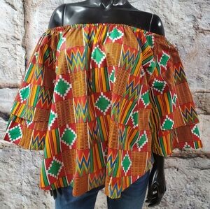 Vibrant Kente Off-Shoulder Top